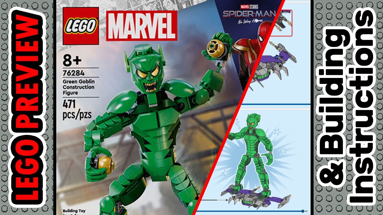 PREVIEW: 76284, LEGO Marvel, Green Goblin Construction Figure​ & Building Instructions! LEGO 2024