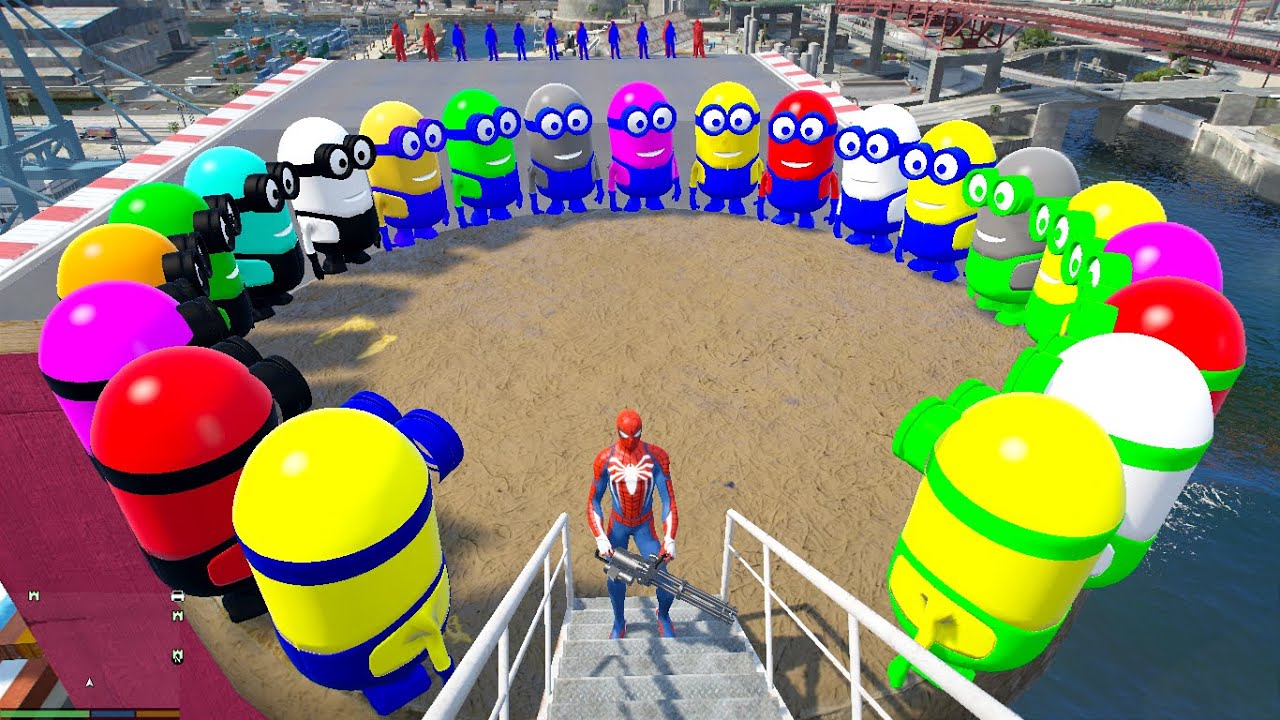GTA 5 Epic Ragdolls | Spider-Man vs Colorful Minions VS Hulks Jumps/ Fails Euphoria Physics #162
