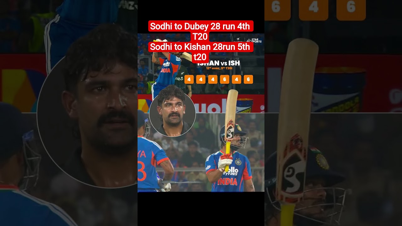 ishan kishan smash 28 run to ish sodhi in one over 