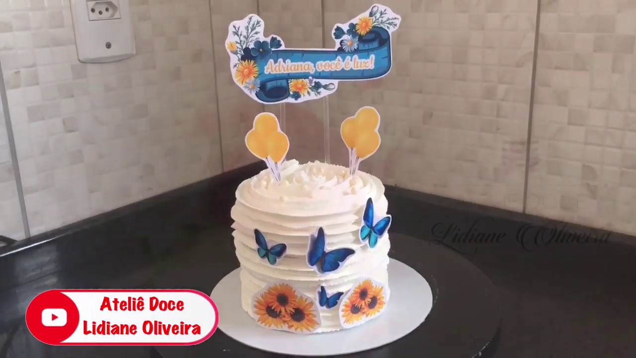 Bolo Girassol e Borboletas | Dica de como colo o topper na lateral do bolo