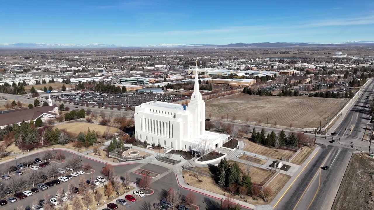 Rexburg Idaho Temple - 4k Aerial View