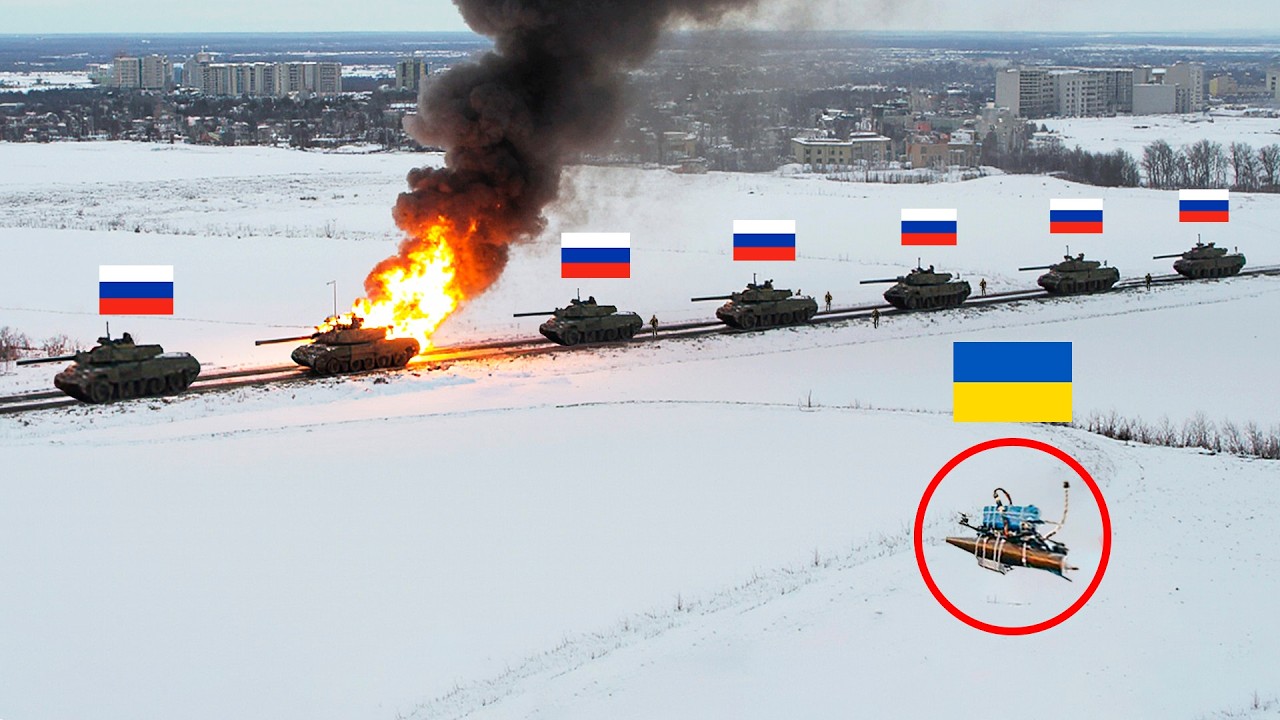 Snowy Road Ambush Leaves Russian Convoy in Chaos After Ukrainian Drone Attack