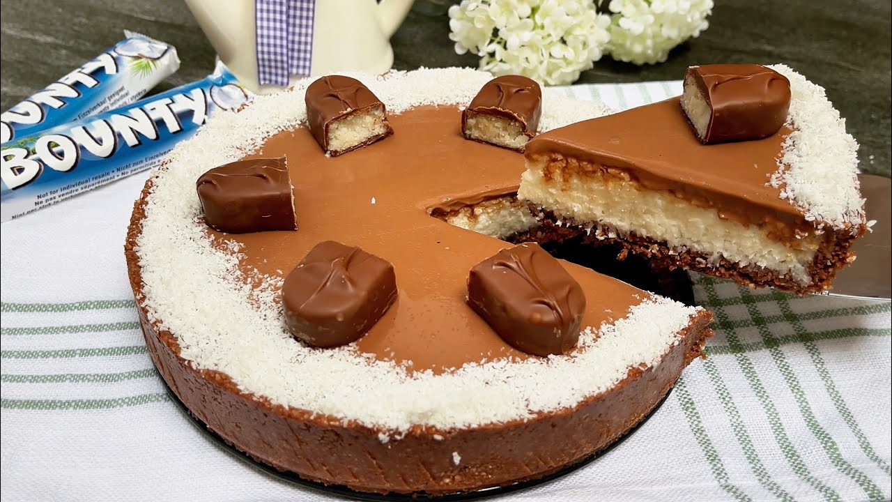Bounty Cake Recipe Without Baking | No-Bake  Coconut Chocolate Cake