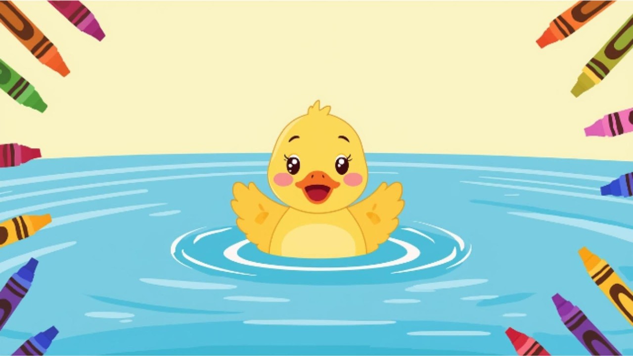 Duck Coloring Page 🎨 | Color the Swimming Duck for Kids