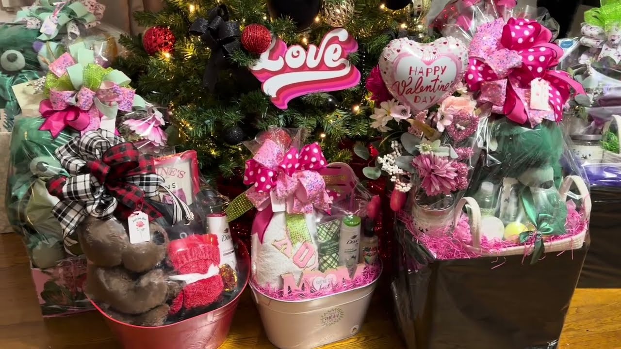 Ohhhh!! These are fire 🔥 Valentines gift baskets made out of ottomans