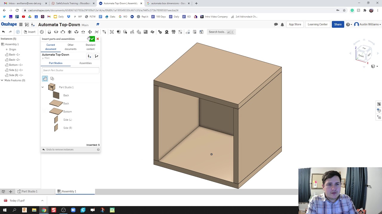 Автоматы сверху вниз — Коробка — День 38 из 100 OnShape Journey