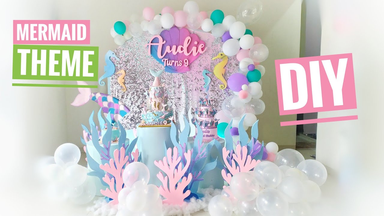 DIY - setup sequin backdrop for mermaid theme birthday decoration