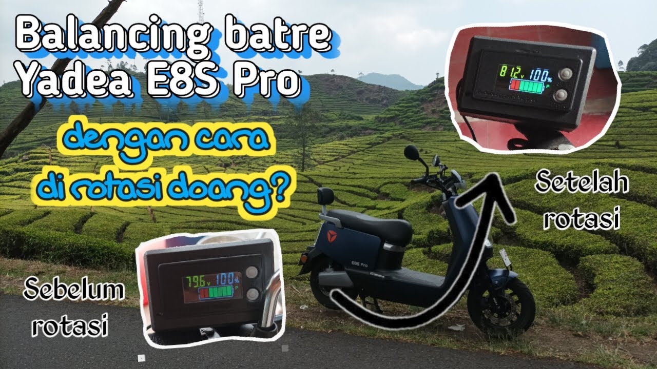 Balancing baterai motor listrik Yadea E8s Pro dengan cara rotasi posisi baterai.
