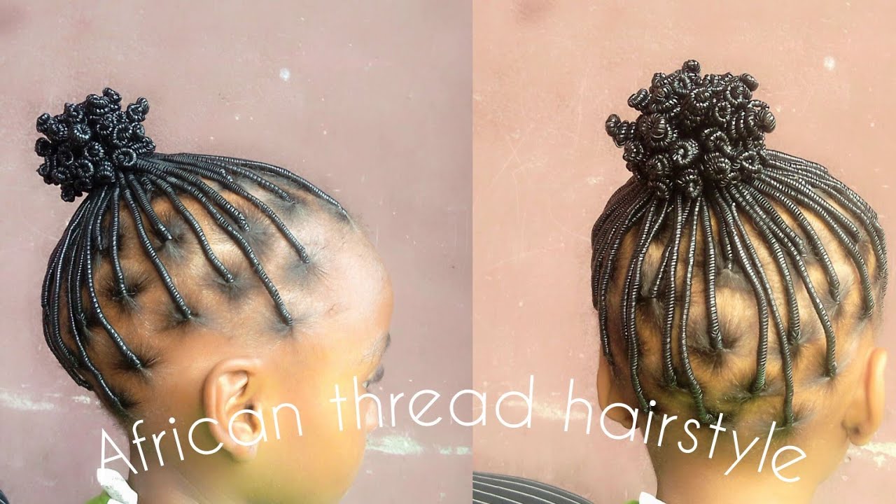 African Threading hairstyle made with rubber thread, hairstyle for kids and adults