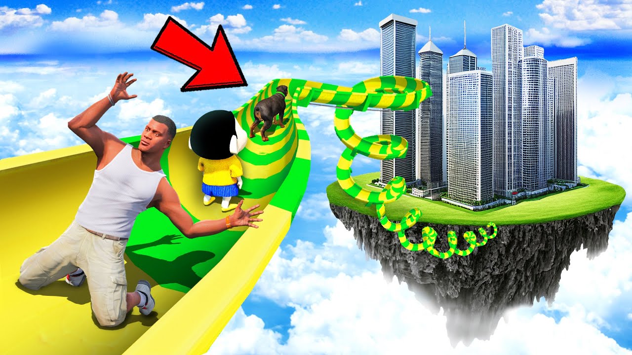 SHINCHAN AND FRANKLIN WENT TO WATER PARK FOR THE WATER SLIDE MELA CHALLENGE GTA 5