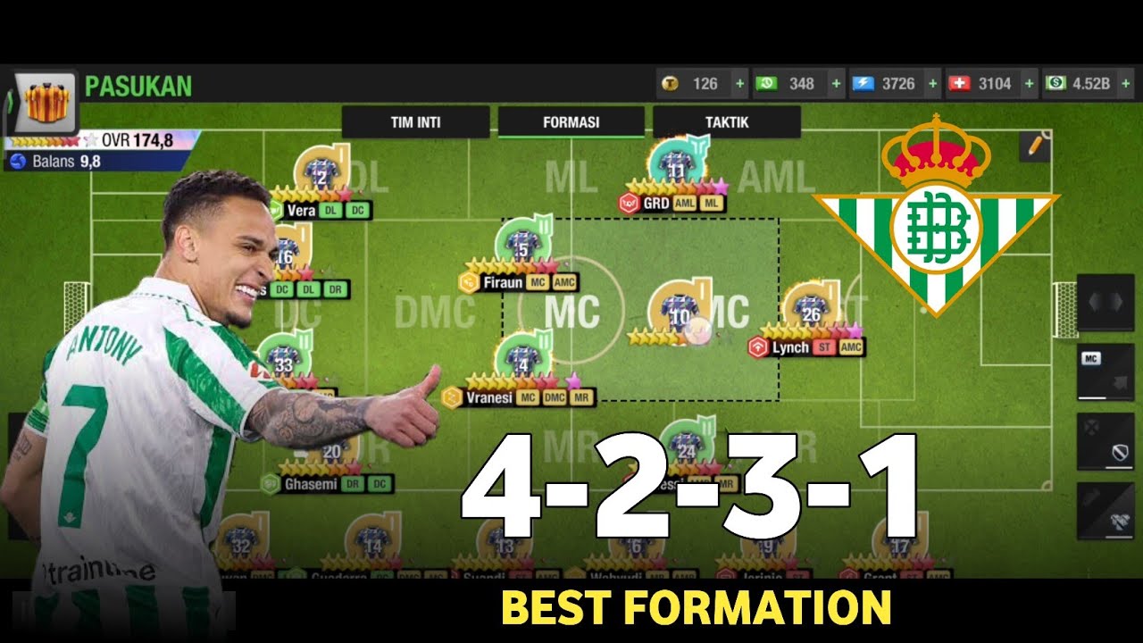 Formasi 4-2-3-1 Real Betis 🔥 Top Eleven Gameplay