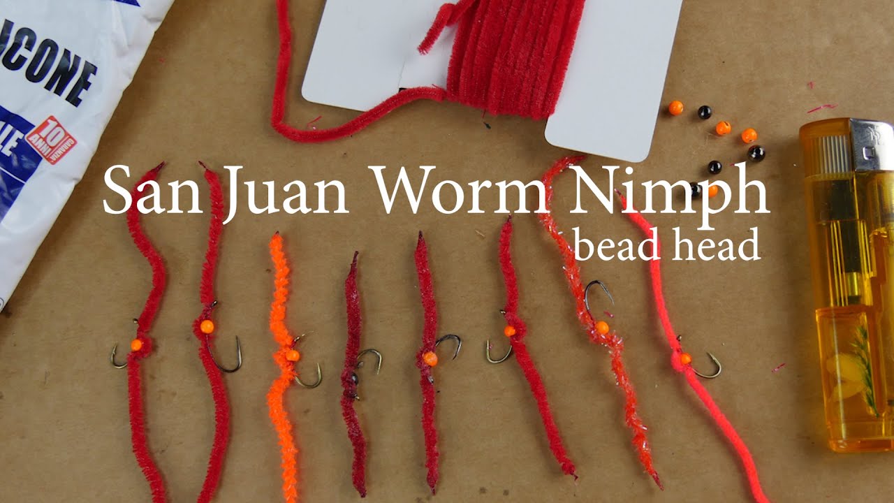 San Juan Worm Nimph Bead Head Verme in ciniglia con pallina tungsteno  Facile e veloce da costruire
