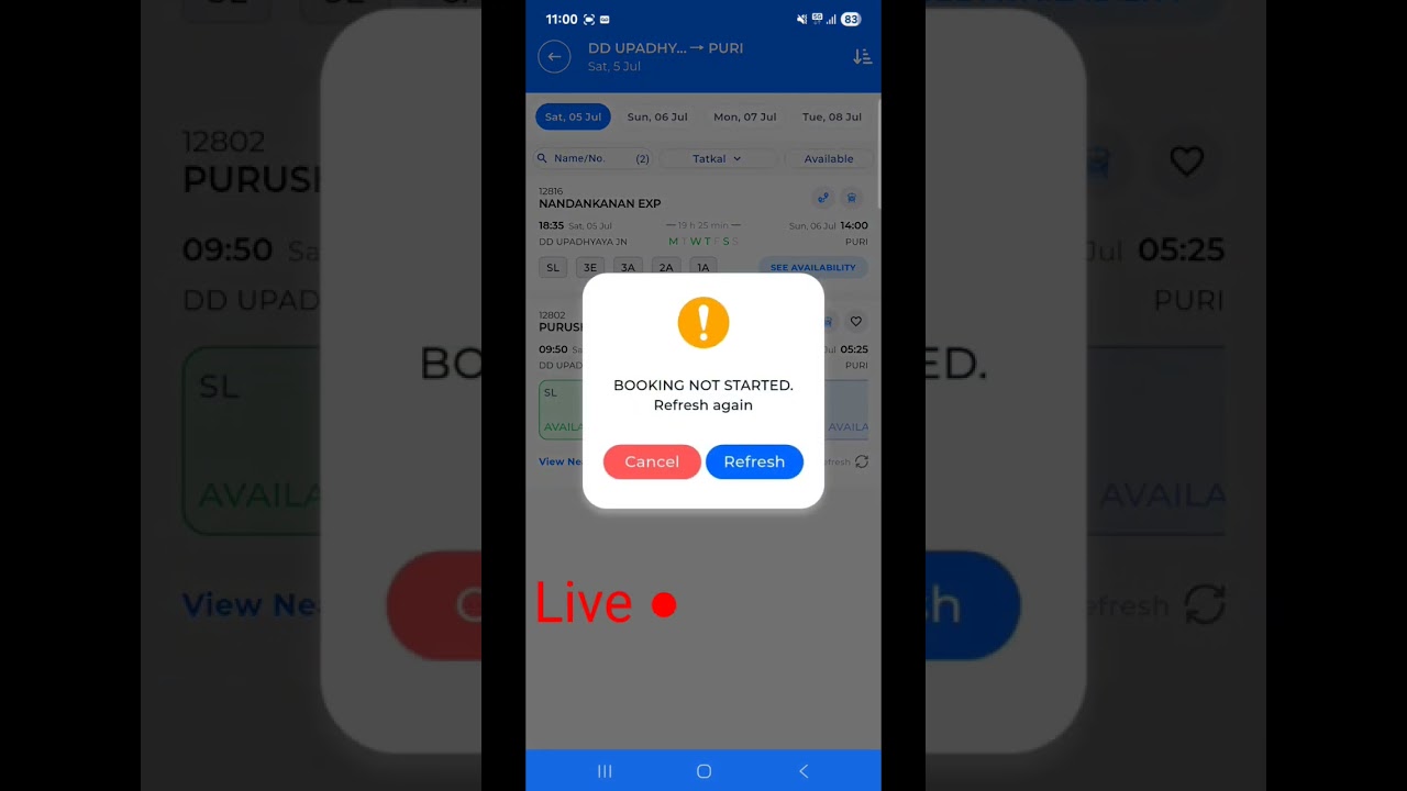 Railone Tatkal Booking Live 🔴  #railone #irctc #ytshorts #shortsfeed