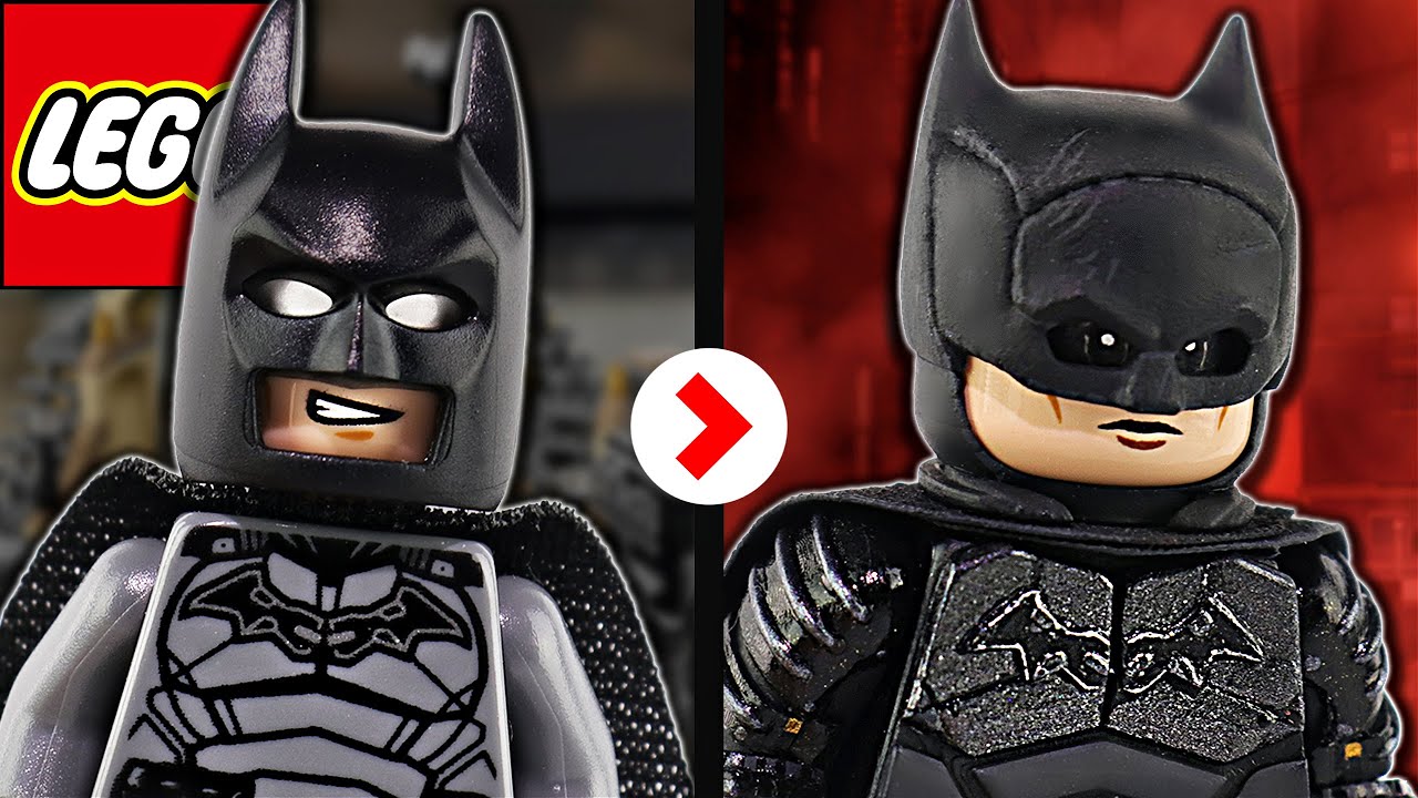 Ремонт официальной минифигурки LEGO The Batman (2022) против пользовательской