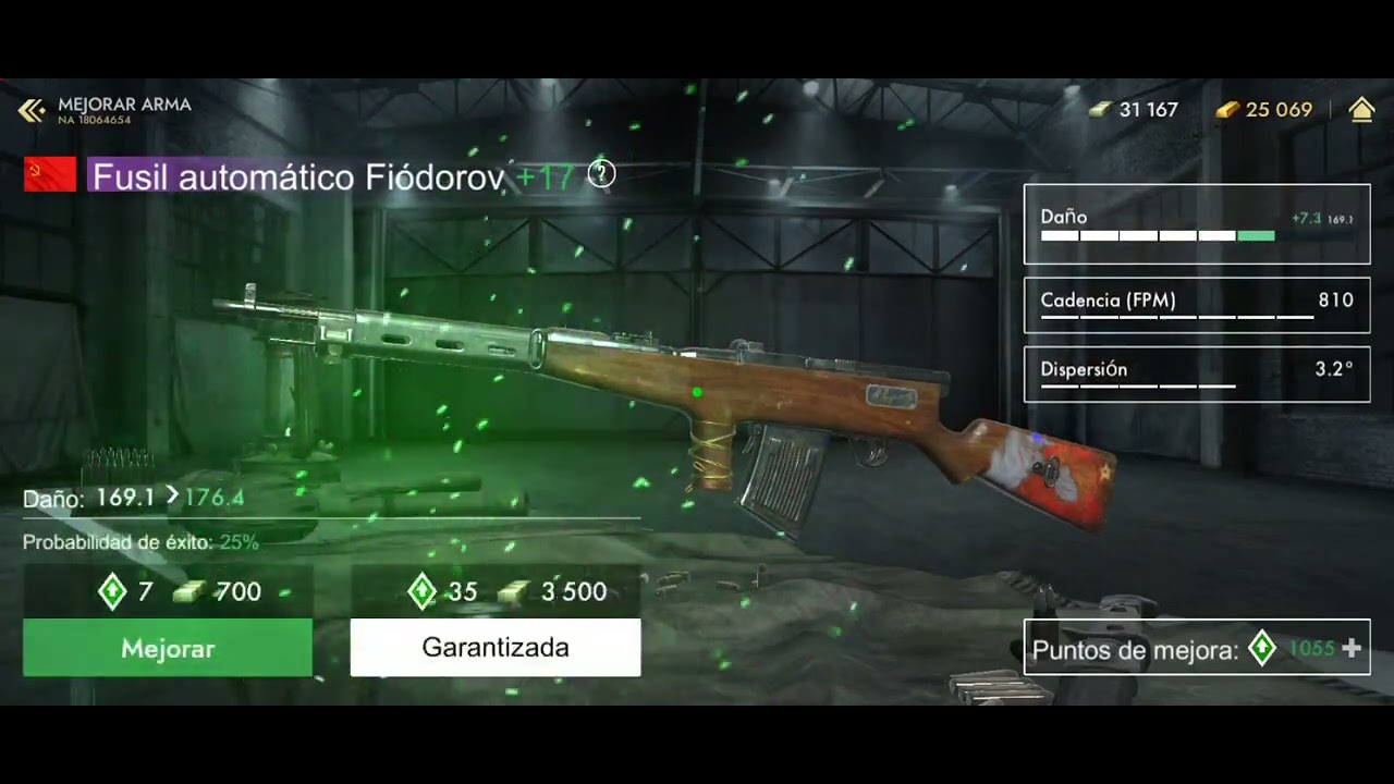 world war heroes fiodorov fusil truco para subir el arma +24 con pocas mejoras de arma 380 gaste