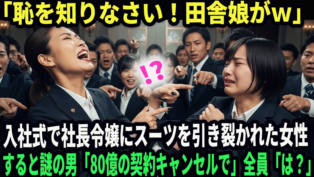 「田舎モノは身の程を知りなさいw」入社式で社長令嬢にスーツを引き裂かれた女性。すると謎の男「80億の契約キャンセルで」全員「は？」