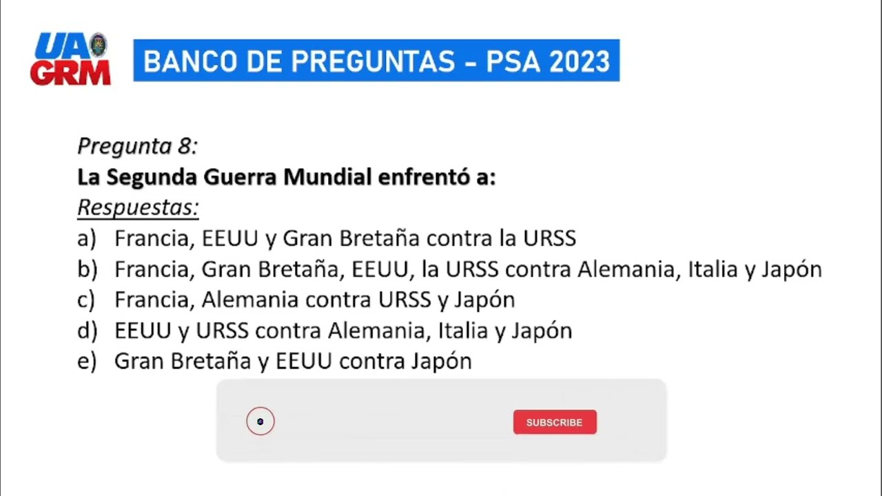 Banco de Preguntas HISTORIA | Examen Cursos PreUniversitarios (Universidad)