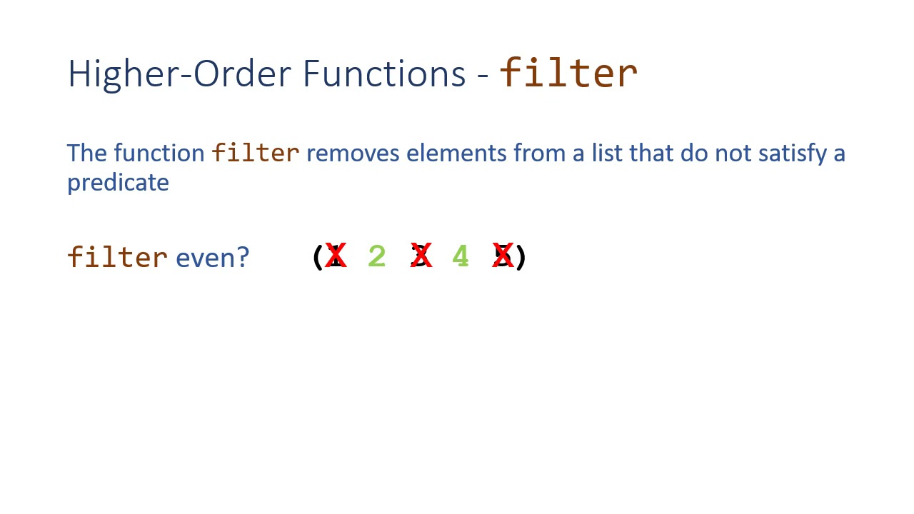 Higher-order Functions in Scheme - map, apply, & filter