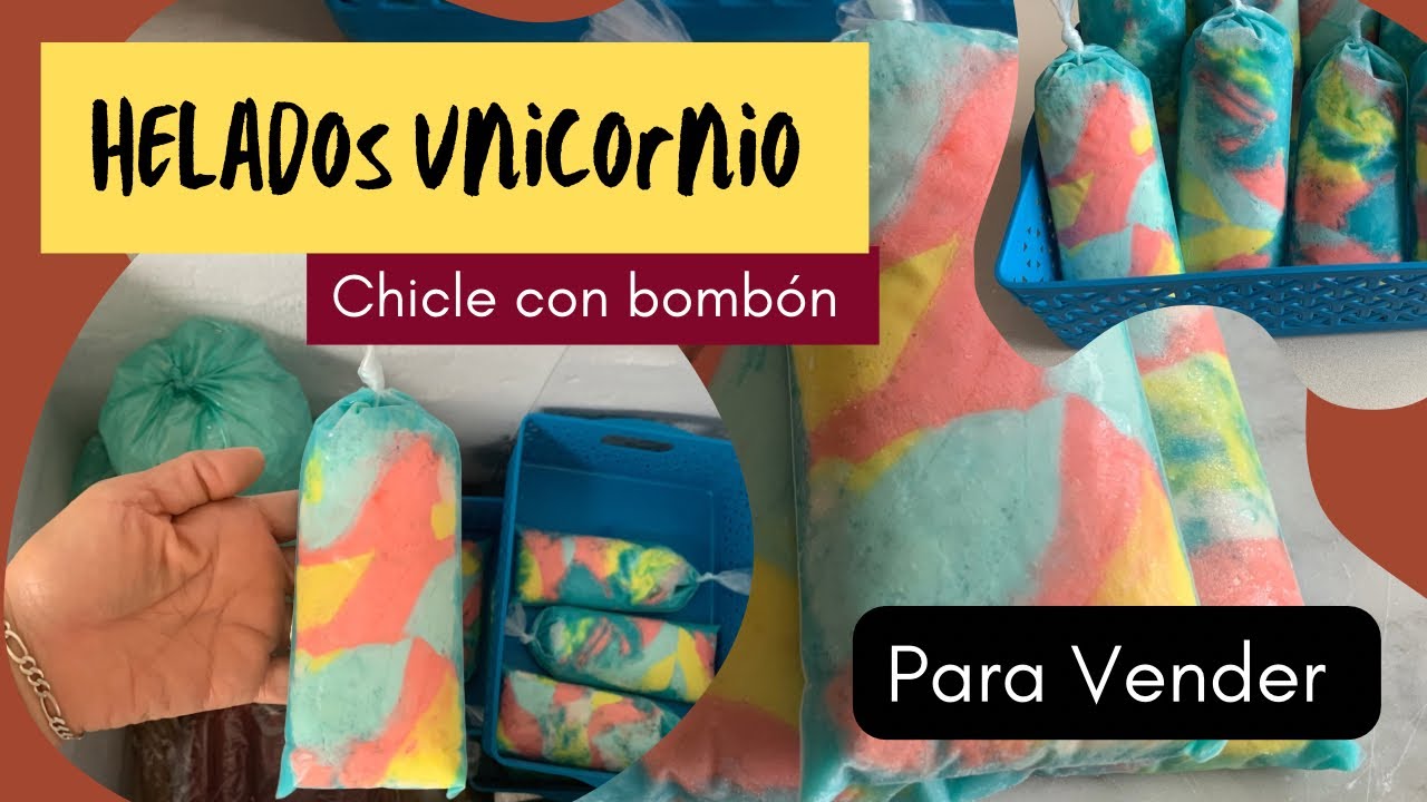 helados unicornio sabor chicle con bombon
