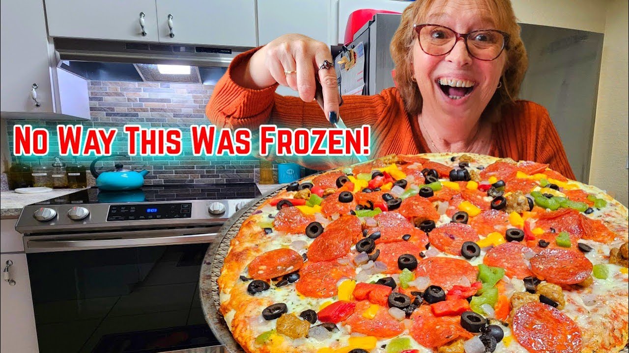 Eating ALDI’s Mama Cozzi’s Supreme Frozen Pizza… WHY DID NO ONE TELL ME?! Check Out My Review!