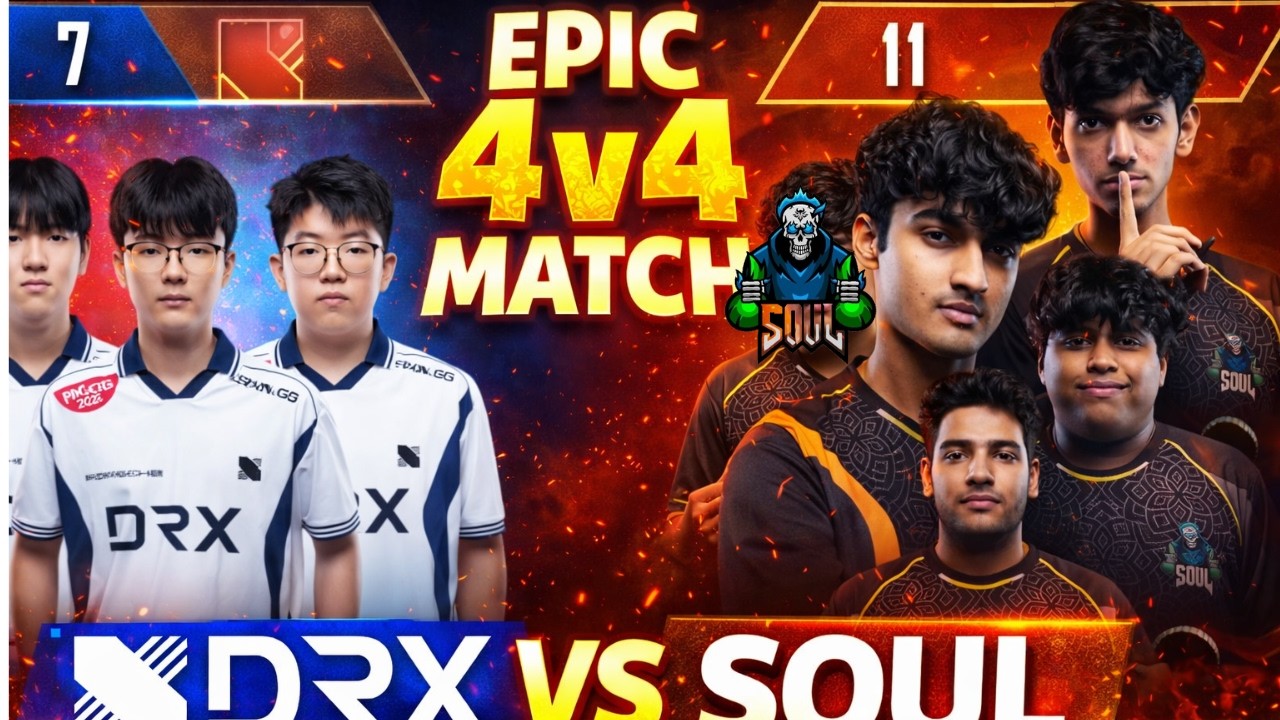 SOUL vs DRX 4v4 🔥 Soul Dominated the Fight #soul #pubgmobile #bgmi #s8ul