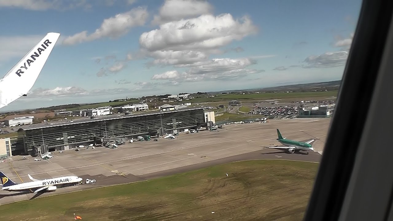 AVIATION - Cork Airport 22.04.2013 - Ryanair cabin view take off RWY 35 plus some aerial views