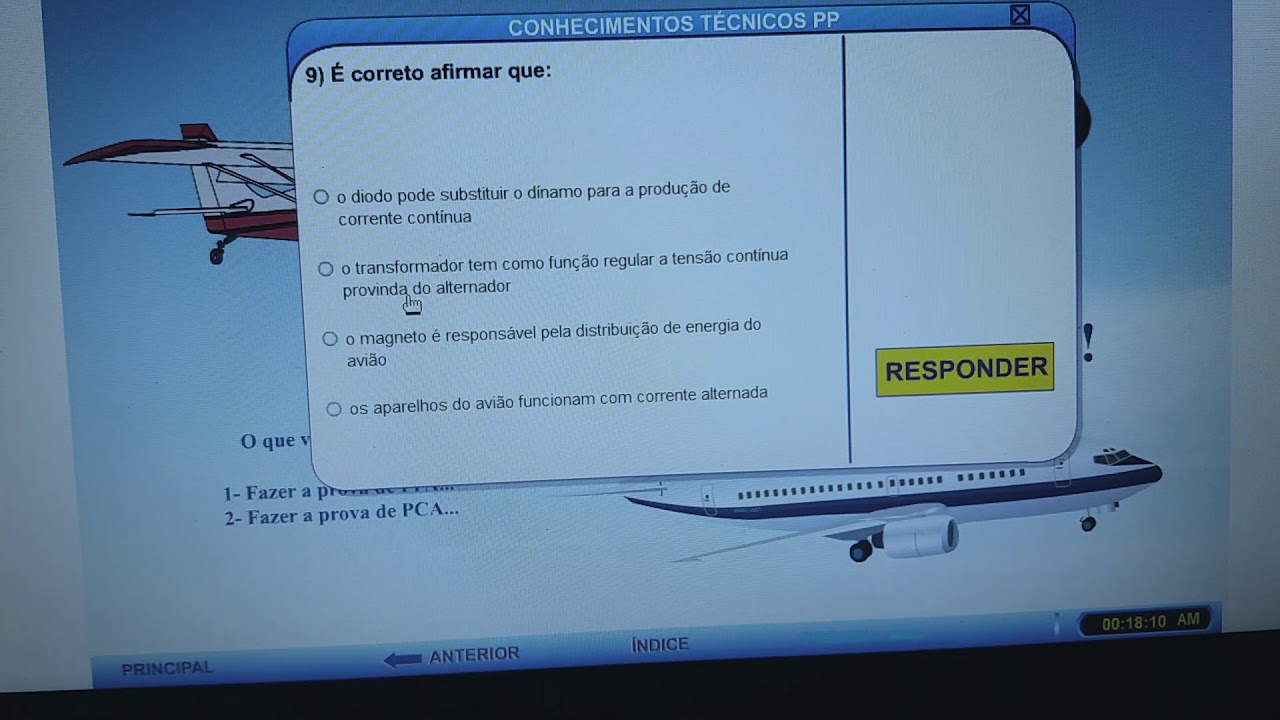 SIMULADO ANAC - CONHECIMENTO TÉCNICO AVIÃO