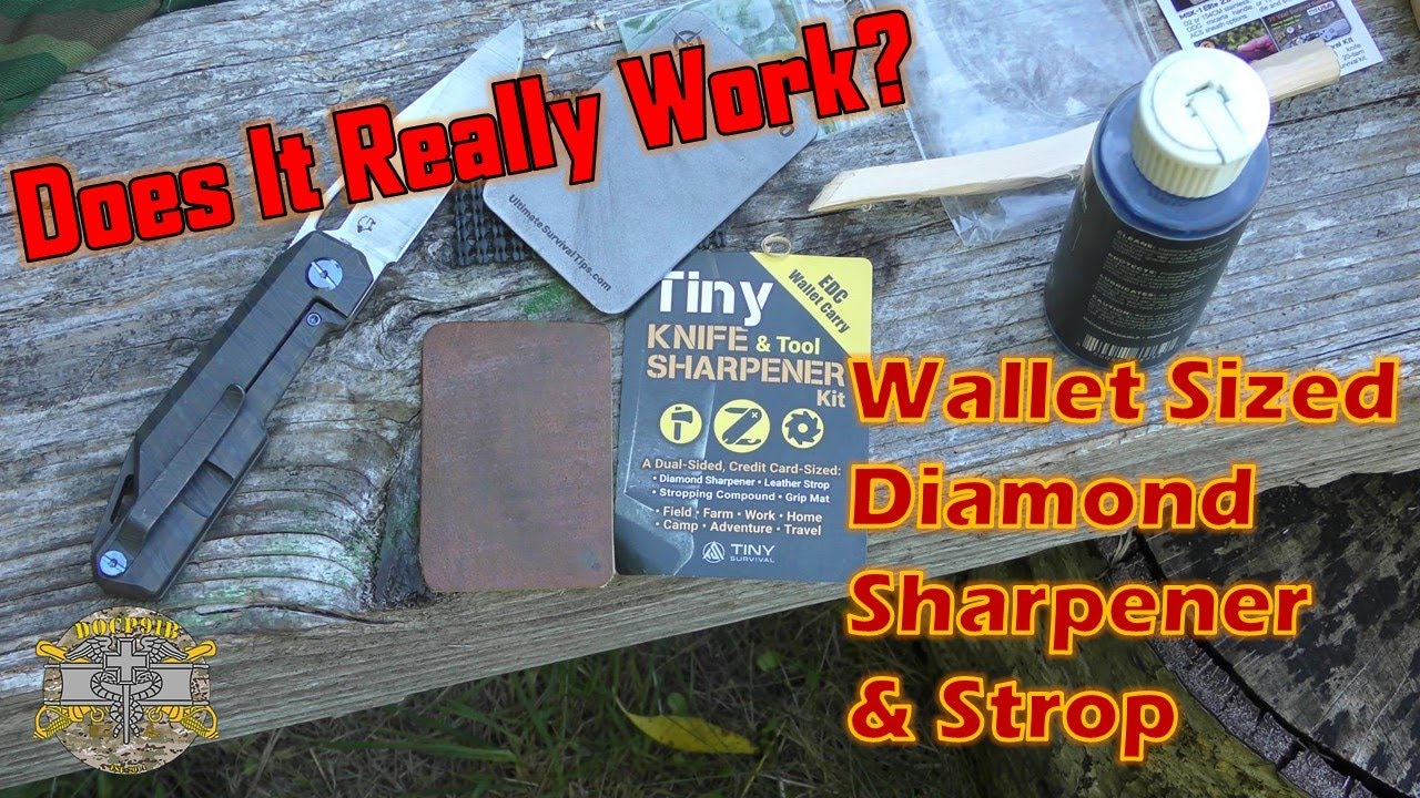 Tiny Knife & Tool Sharpener Kit - Wallet Sized Diamond Plate & Strop - Does it Work???