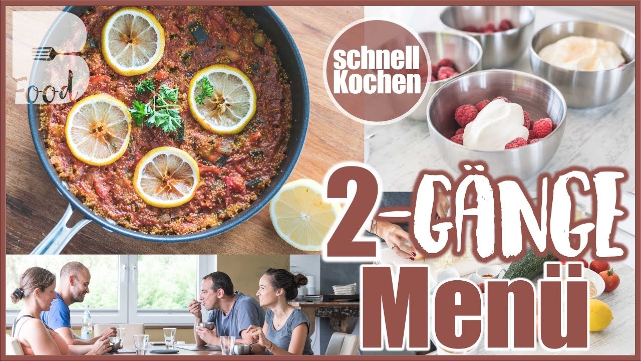 2 Gänge Menü - Quinoa Paella Rezept - Schneller gesunder Nachtisch - Mit Tischszenen ;)