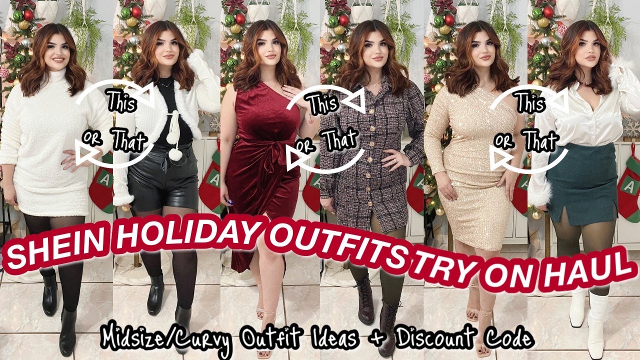 SHEIN WINTER TRY ON HAUL & HOLIDAY OUTFITS IDEAS *MIDSIZE/CURVY* (DRESSY VS CASUAL)
