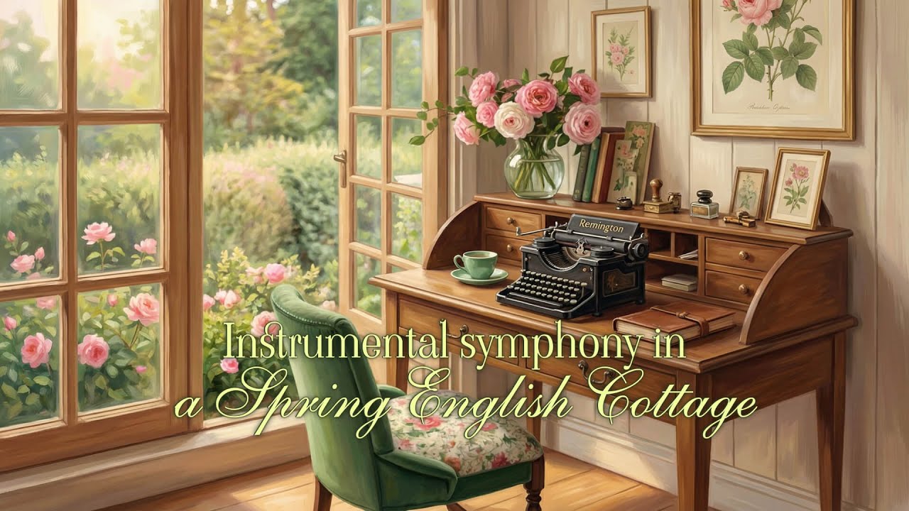 Instrumental soft music in a Spring Study Room | Soothing Music for Relaxing | Bridgerton style