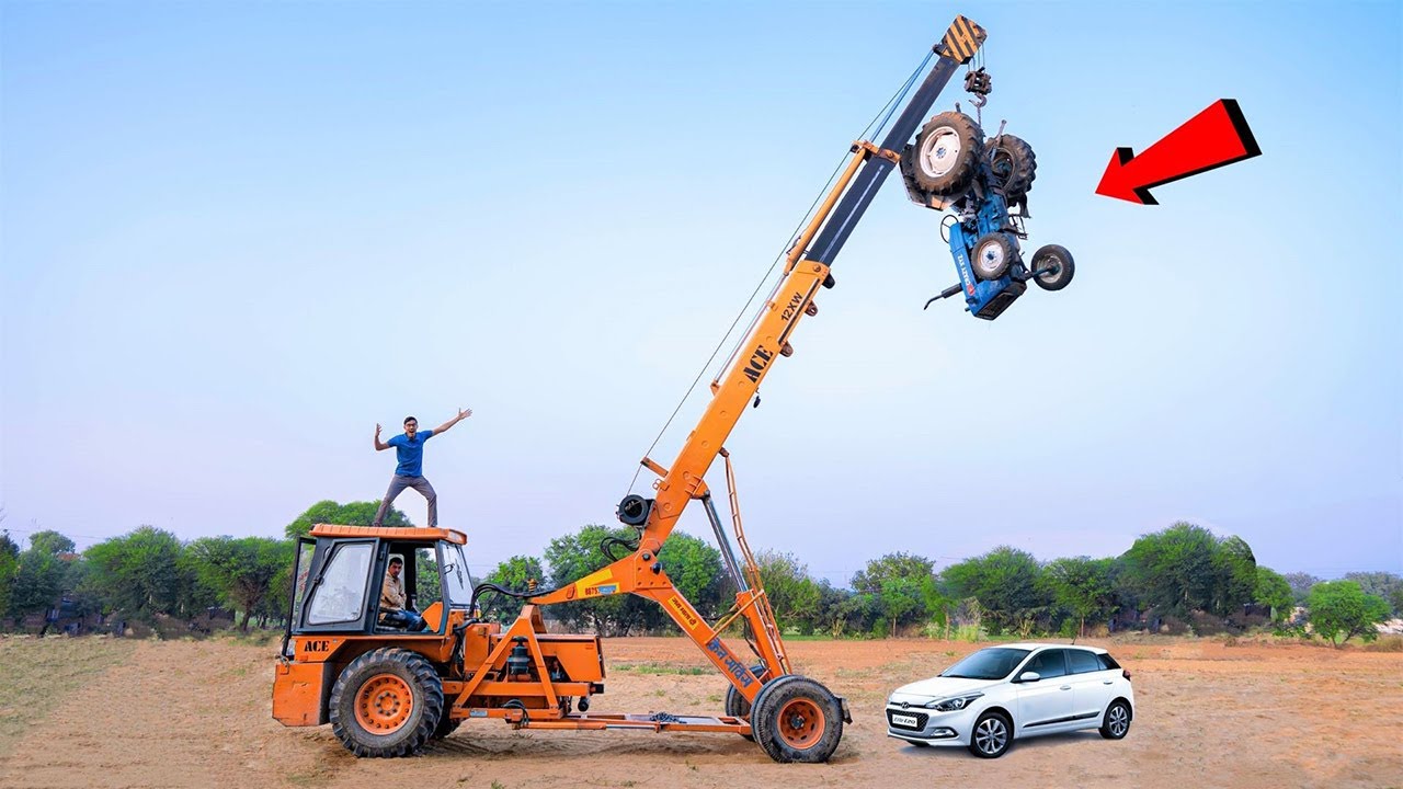 Dropping Tractor on Car Experiment | ट्रैक्टर को गाड़ी पर गिराने से हुआ बड़ा नुकसान 😨
