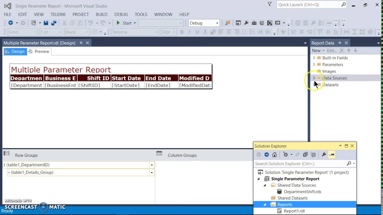 SSRS Multiple Parameters Report