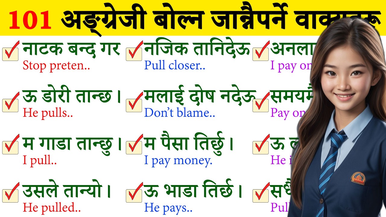 English सिक्न Basic English Nepali speaking How to start English beginner day 1 Conversation