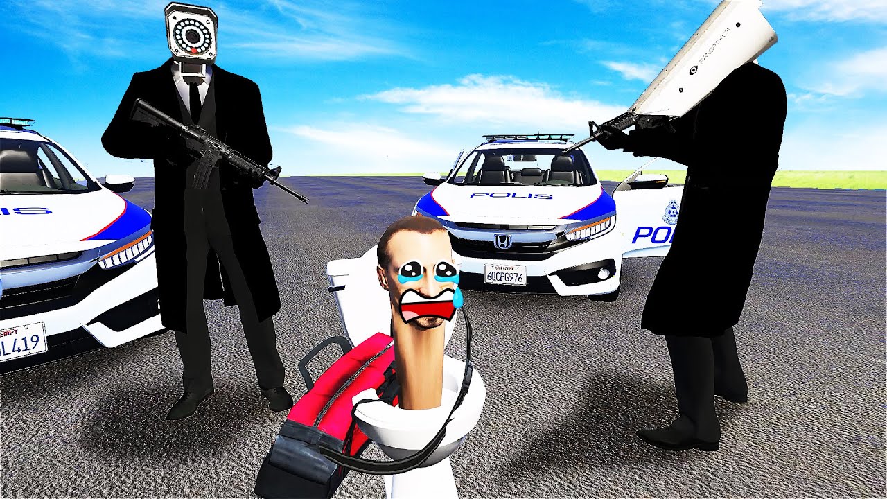 GTA5 SKIBIDI马桶人打劫银行遭到监控人的逮捕！ 马桶大王出现拯救他！？