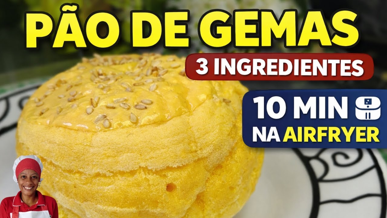 PÃO DE GEMAS NA AIRFRYER 🍞 | SÓ 3 INGREDIENTES E PRONTO EM 10 MINUTOS #paodegemas #maonamassacomasi