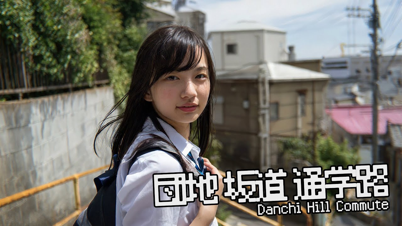 「団地坂道通学路 」MV AI生成動画 60fps
