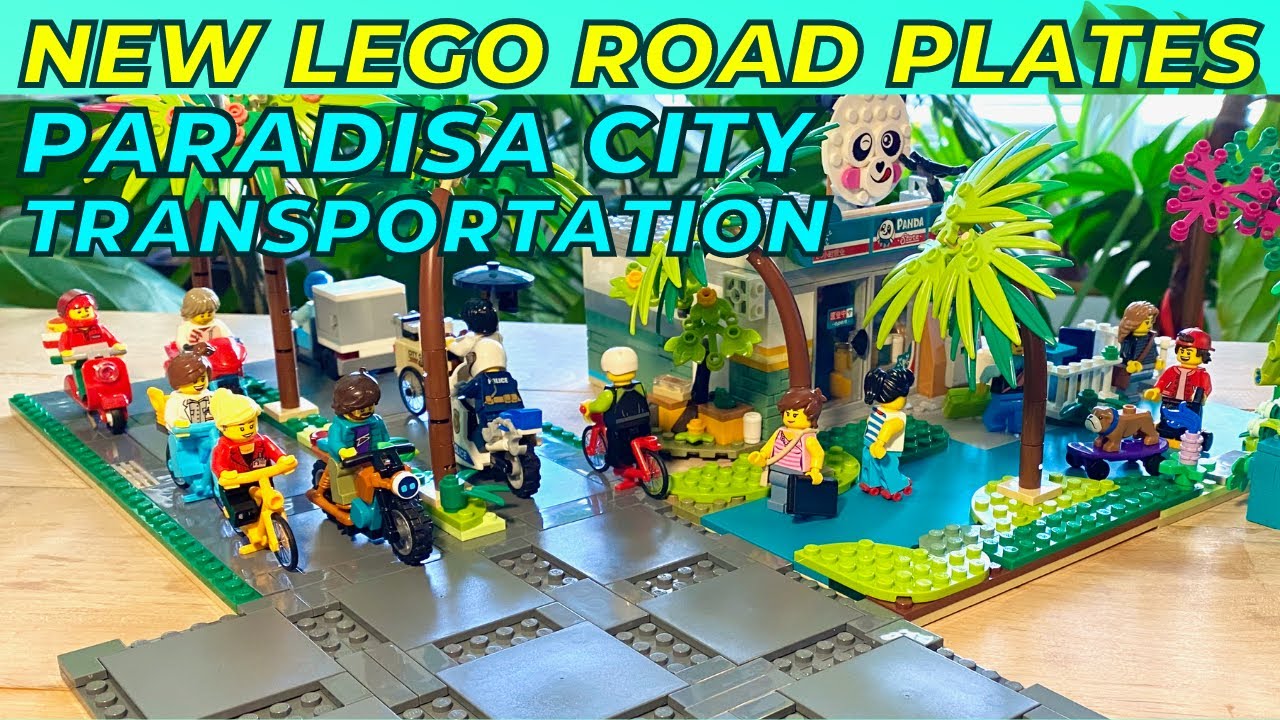 New Lego Road Plates for my custom Lego Paradisa City and its futuristic roadways.