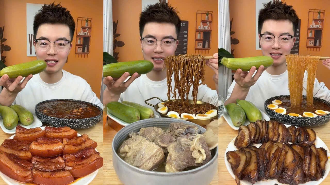 Eat Sesame Noodles, Braised Chicken Thighs, Stir-fried Noodles with Zucchini and Braised Pork Belly