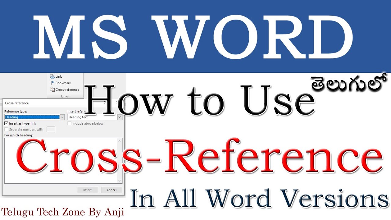 MS Word 2016 Tutorial In Telugu || Cross Reference in ms word In Telugu || Cross reference in word