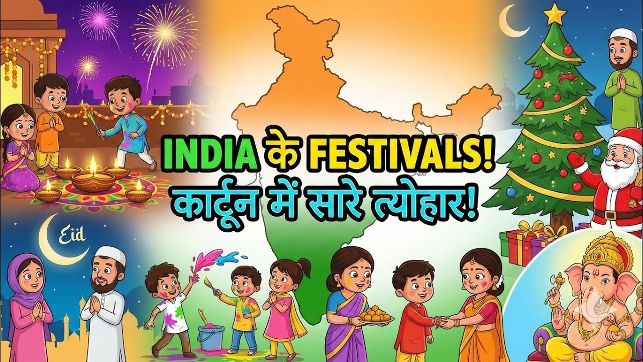 India के सभी Festivals एक ही वीडियो में! 🇮🇳 | Festivals of India Cartoon | सारे त्यौहार एक साथ 