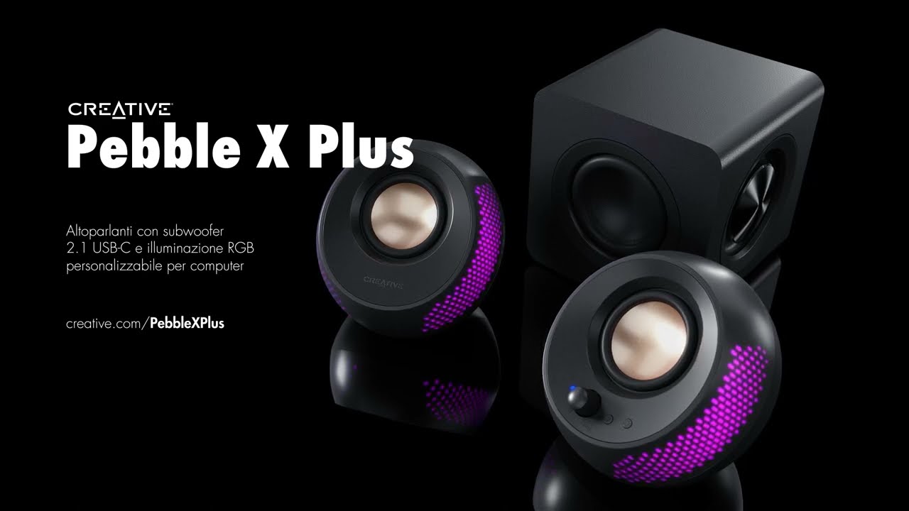 Creative Pebble X Plus - Altoparlanti con subwoofer 2.1 USB-C e illuminazione RGB