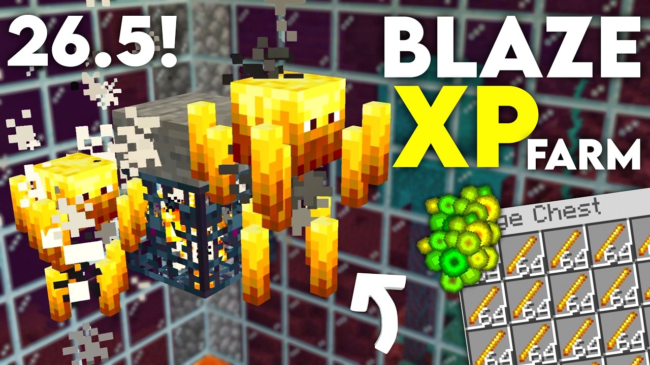 Easiest BLAZE XP farm in Minecraft Bedrock MCPE 26.5!