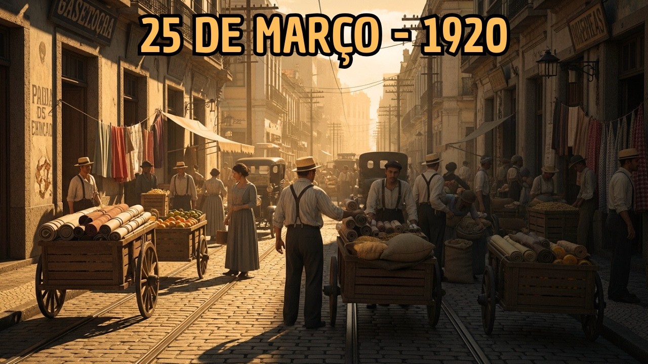 Assim era a Rua 25 de Março em 1920 (Reconstrução por IA)