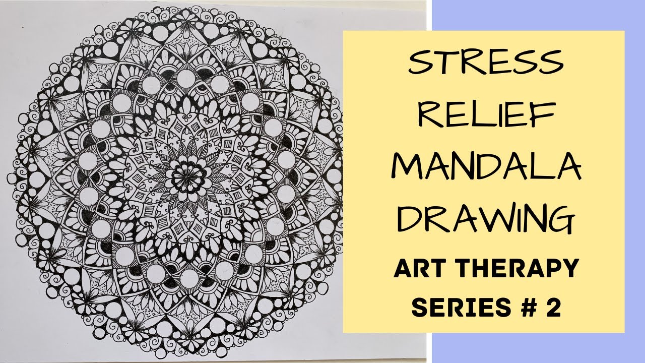 Stress Relief mandala drawing. Art therapy series #2. Relaxing Mandala meditation step by step.
