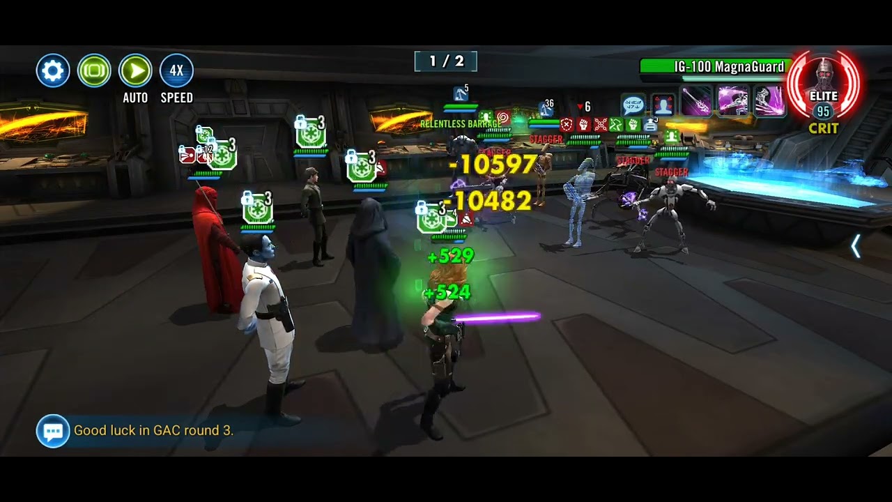 SWGOH ROTE DS P1 right auto with Palp Mara 1/2