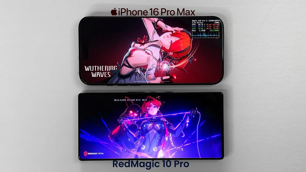 iPhone 16 Pro Max против REDMAGIC 10 Pro Wuthering Waves. Snapdragon 8 Elite против A18 Pro.