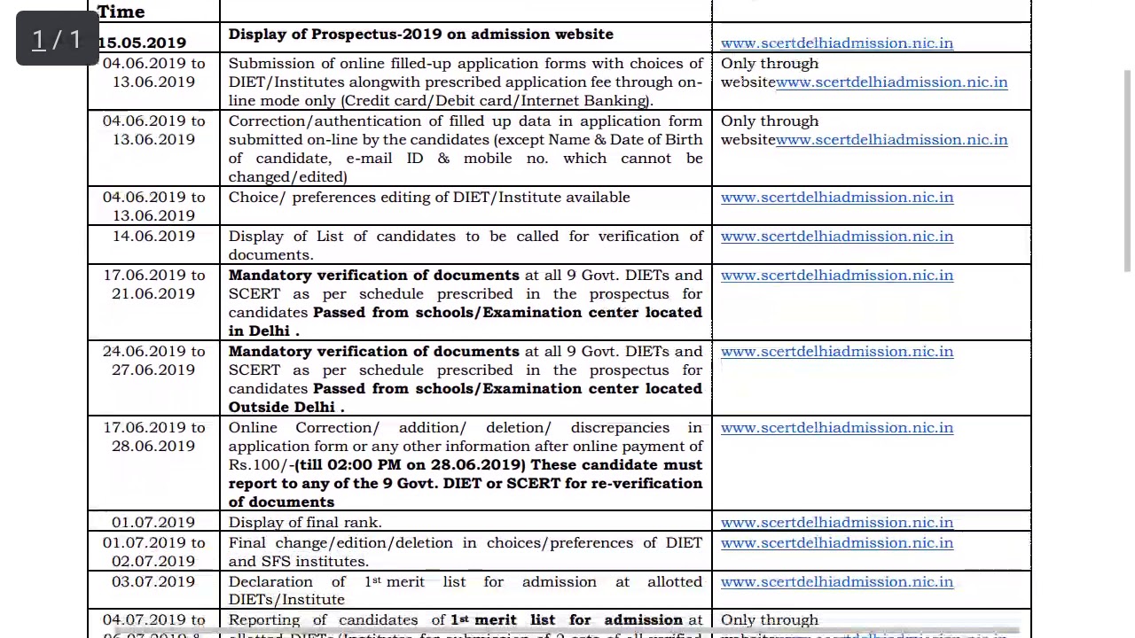 D.EL.ED | DIET | DPSE | Revised Admission Schedule | 2019-21 | Scert Delhi