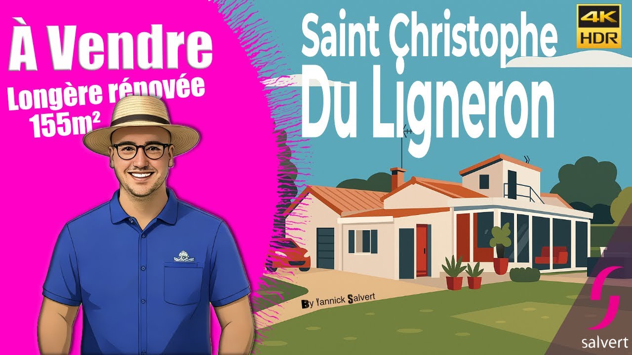 Maison Longère rénovée à vendre - 155m² - Parc de 6641m² - St Christophe du Ligneron - Vendée