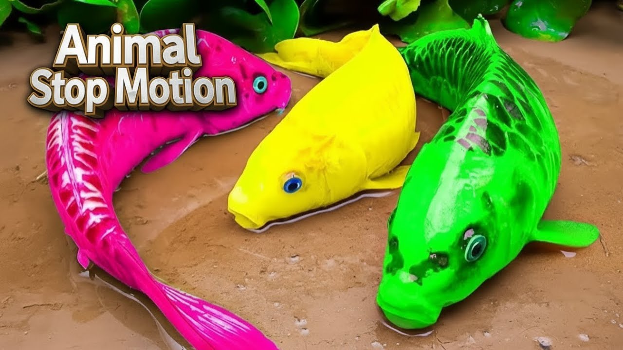 Fish and Worms Story  Stop Motion Animation | Funny Fish Cartoon | Stop Motion